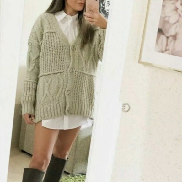 Zara Rhinestone Button Patchwork Cardigan - Picture 2 of 8